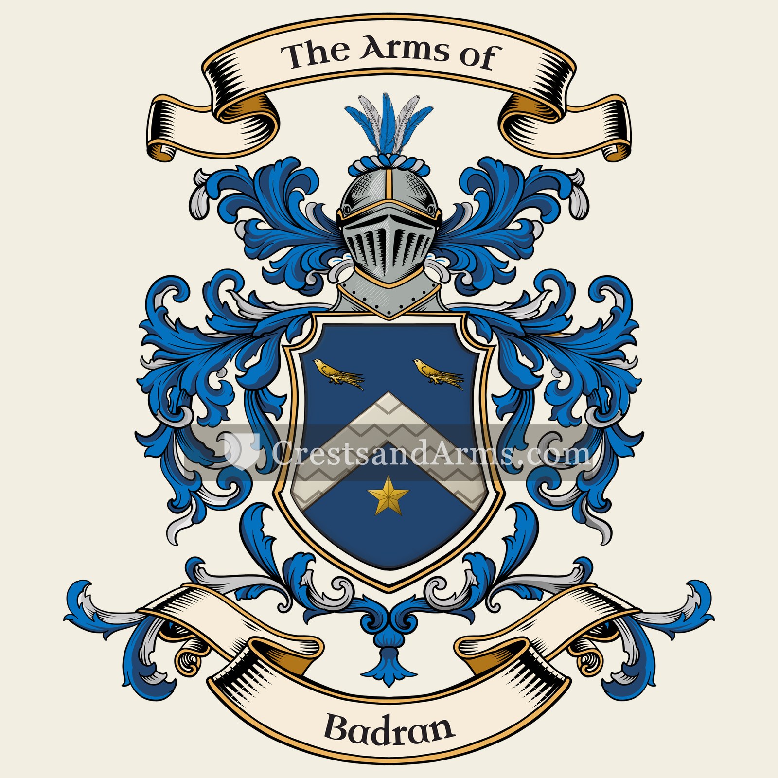 The Badran coat of arms, drawn from the recorded blazon