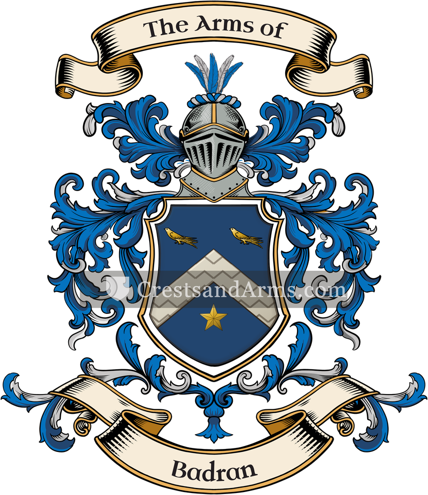The Badran coat of arms, drawn from the recorded blazon