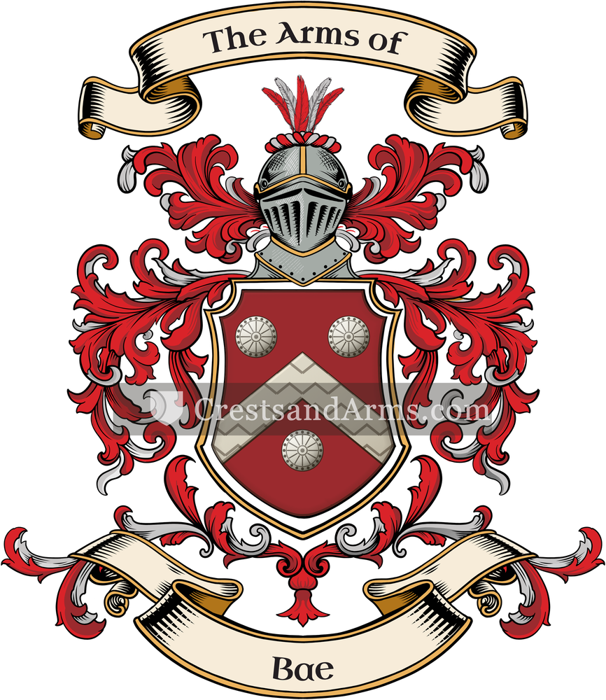The Bae coat of arms, drawn from the recorded blazon