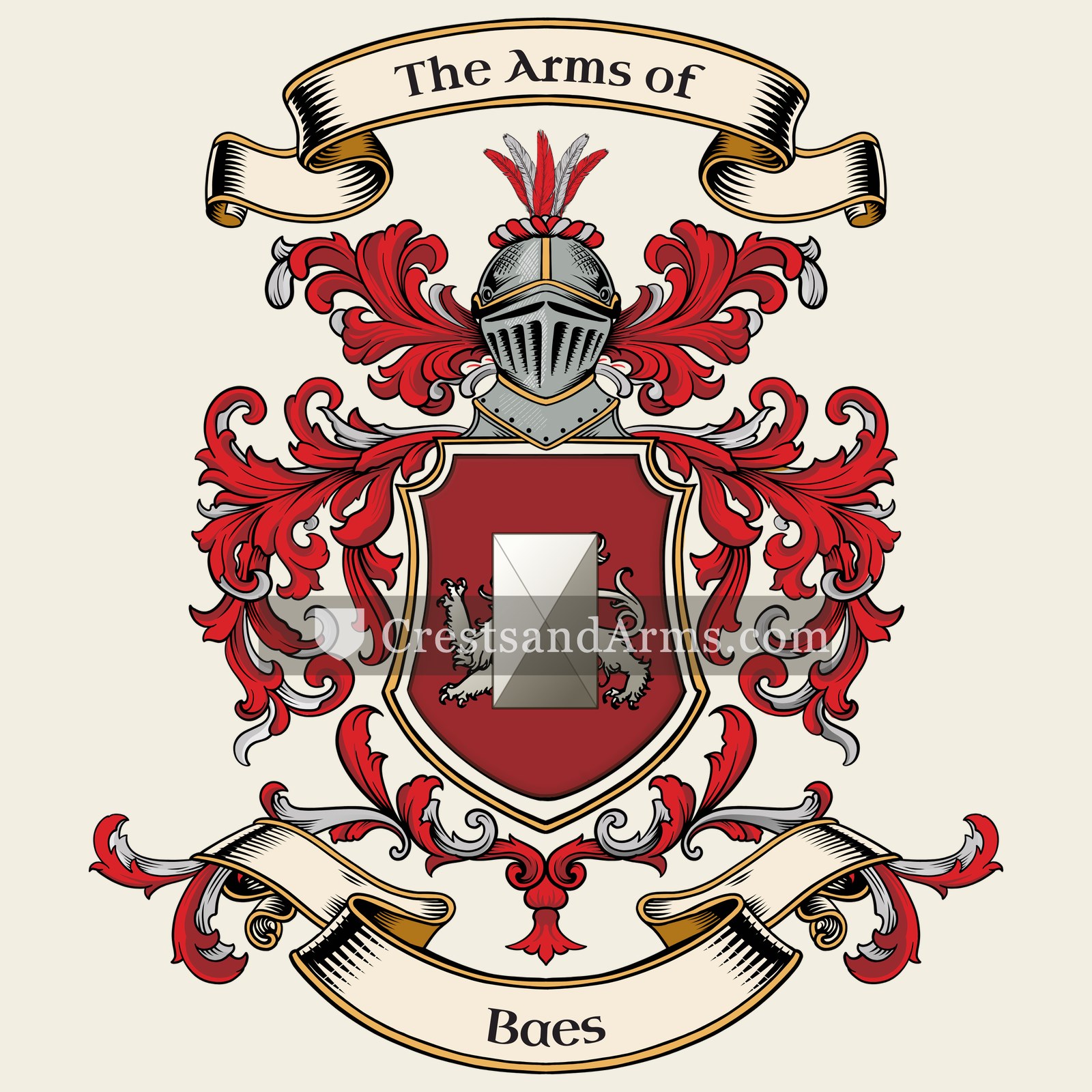 The Baes coat of arms, drawn from the recorded blazon