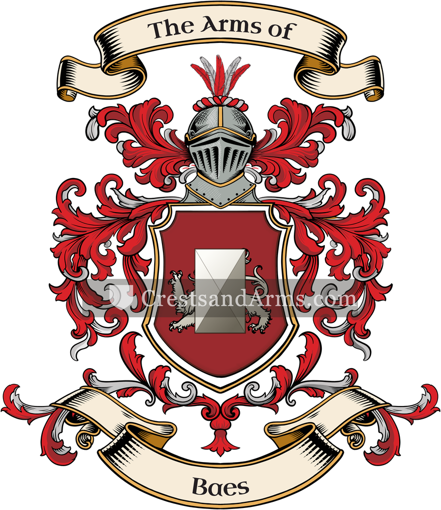 The Baes coat of arms, drawn from the recorded blazon