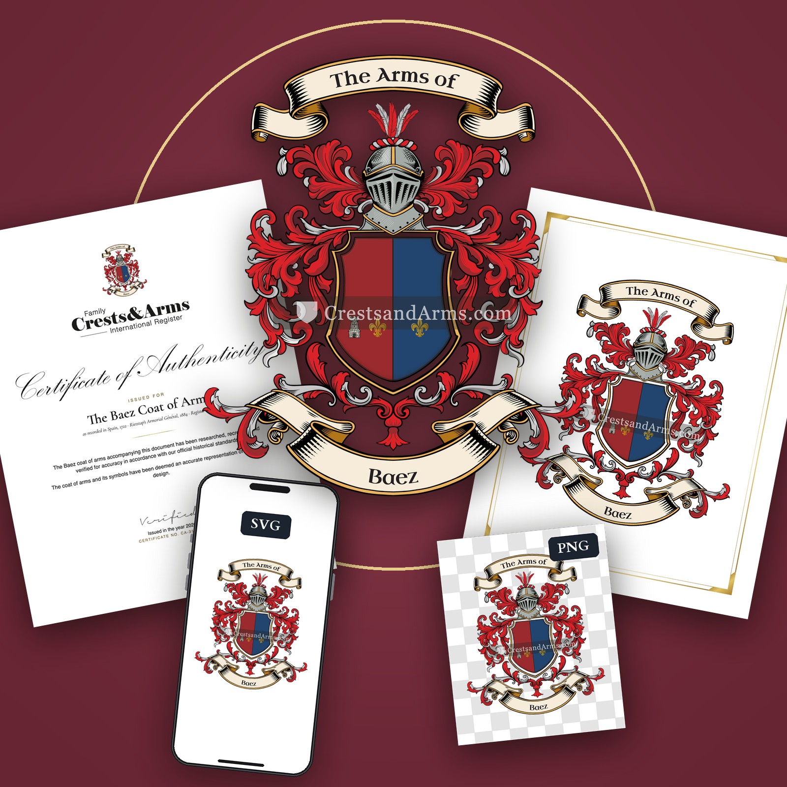 The Baez arms on the coat of arms — digital pack
