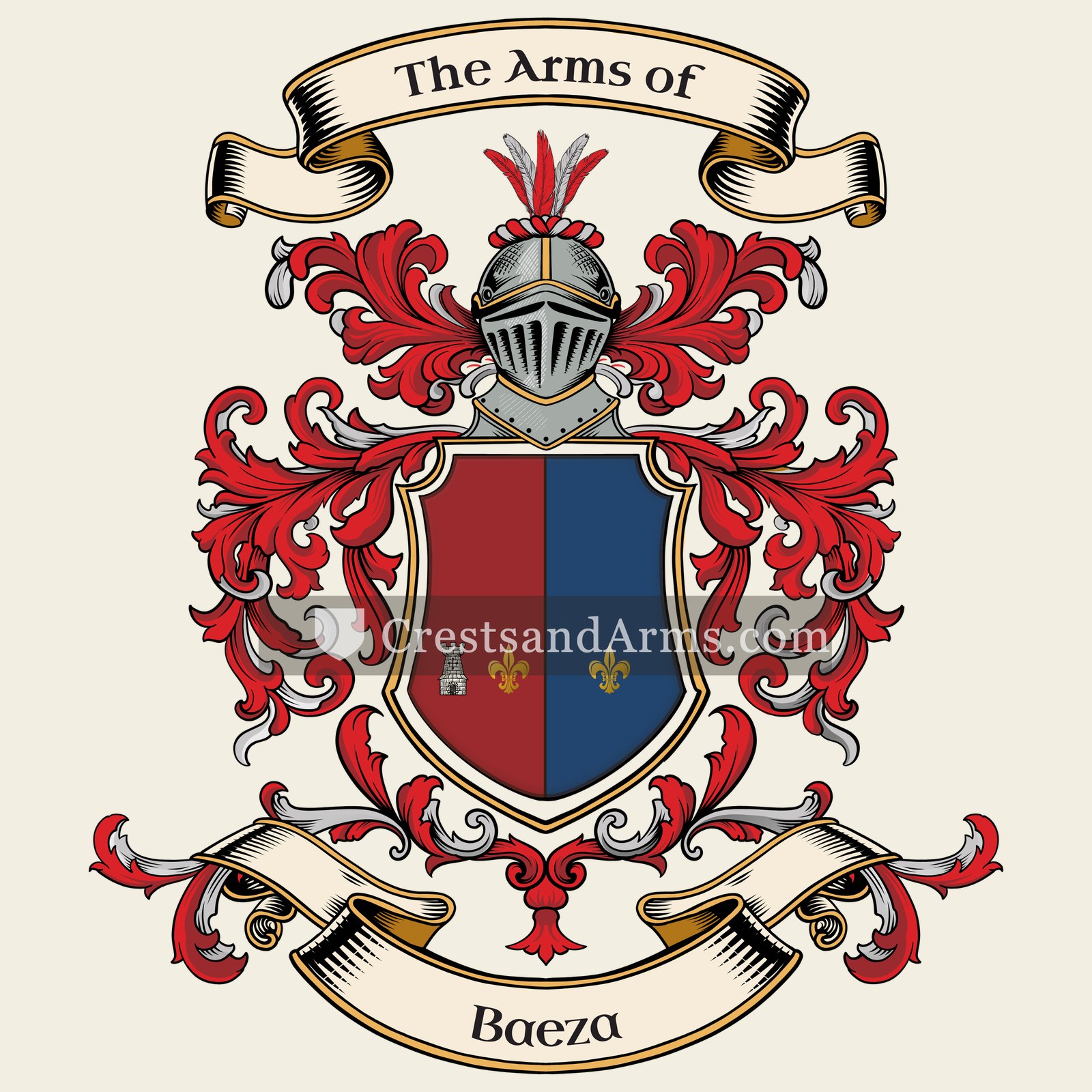 The Baeza coat of arms, drawn from the recorded blazon