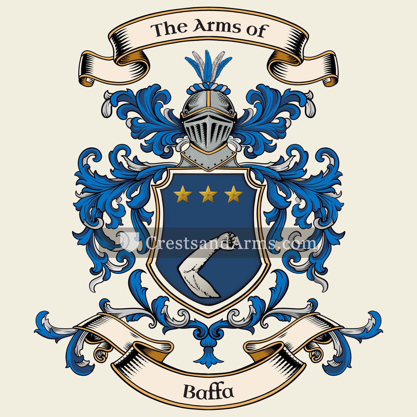 The Baffa coat of arms, drawn from the recorded blazon