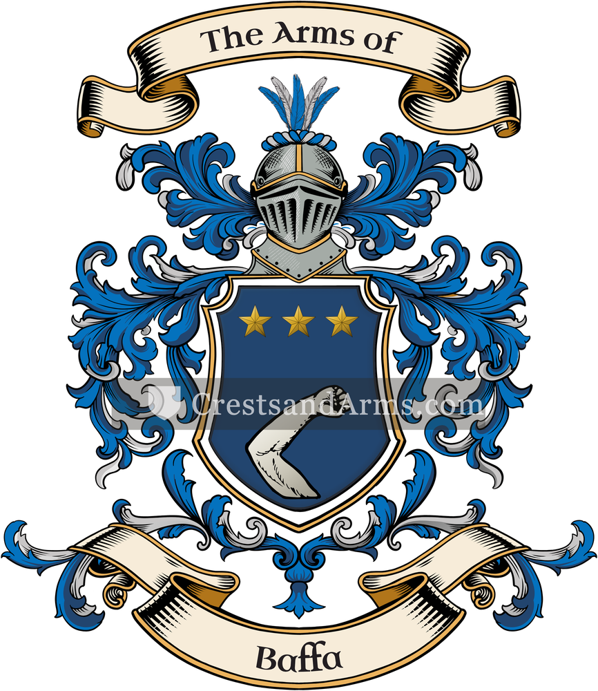 The Baffa coat of arms, drawn from the recorded blazon