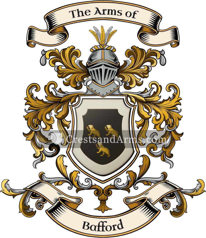 The Bafford coat of arms, drawn from the recorded blazon