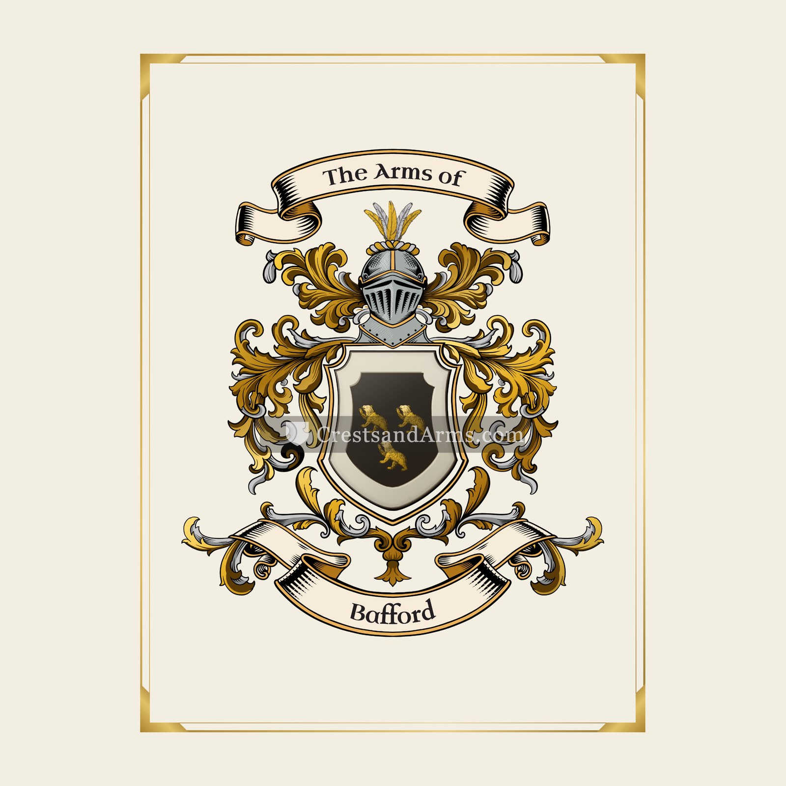 With gold border