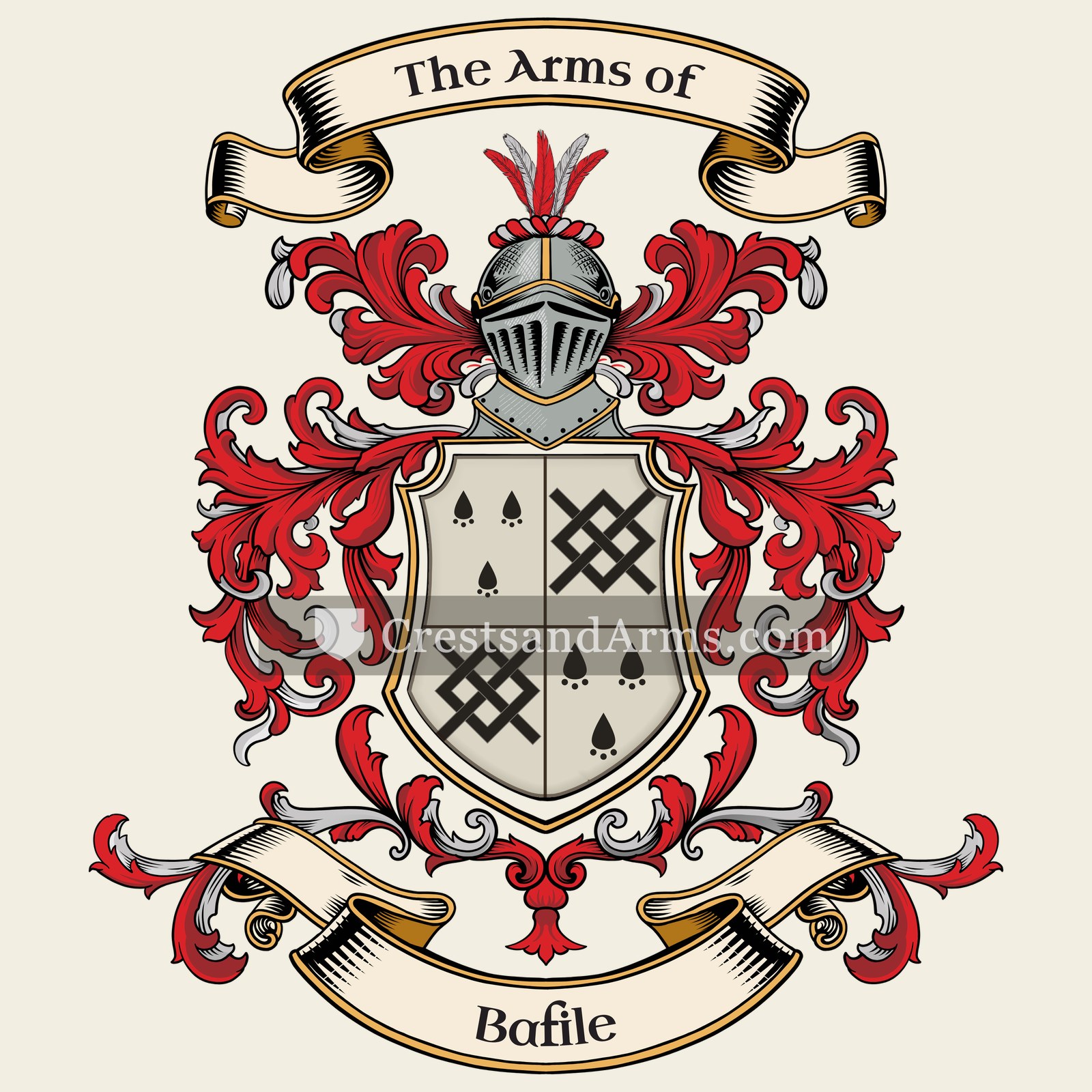 The Bafile coat of arms, drawn from the recorded blazon