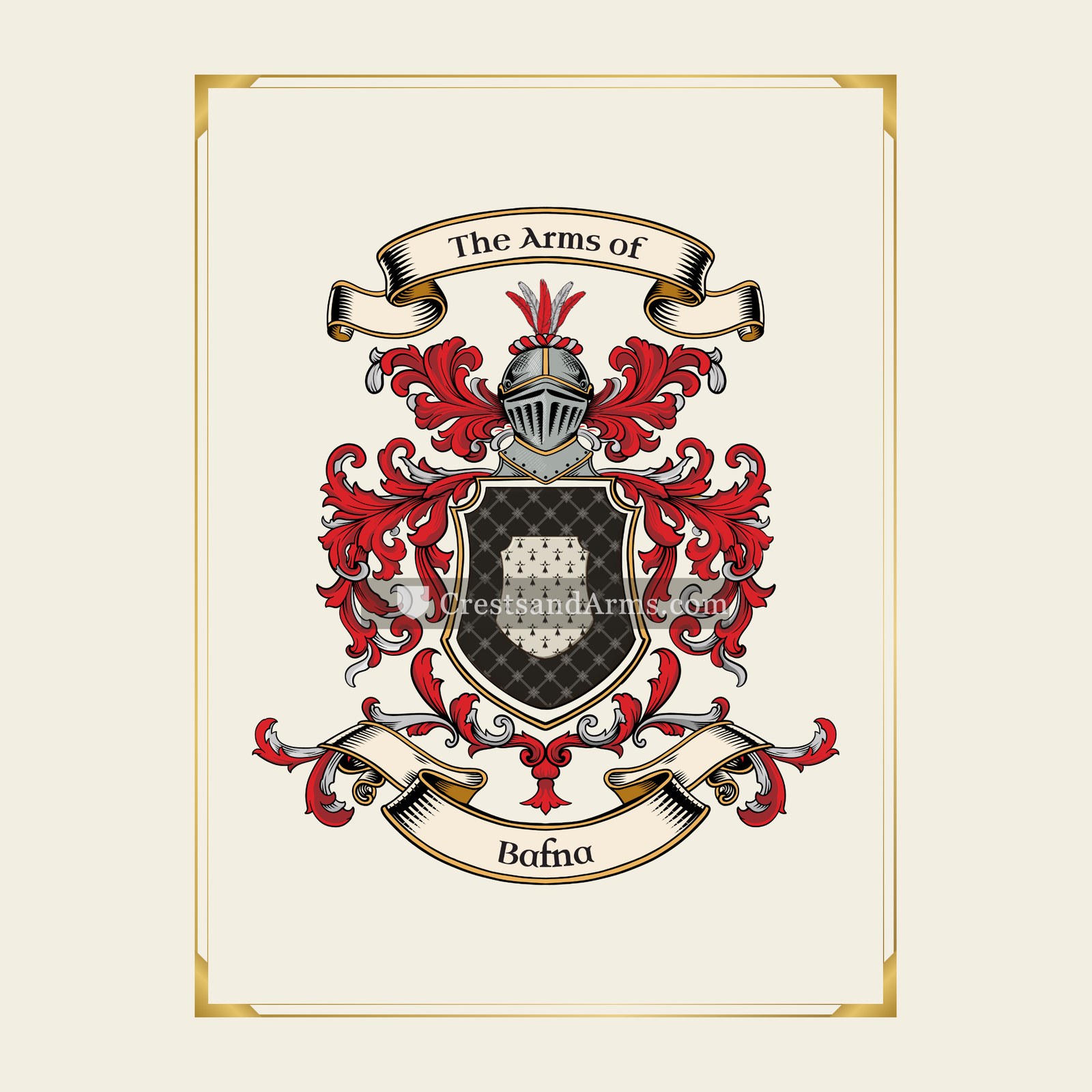With gold border