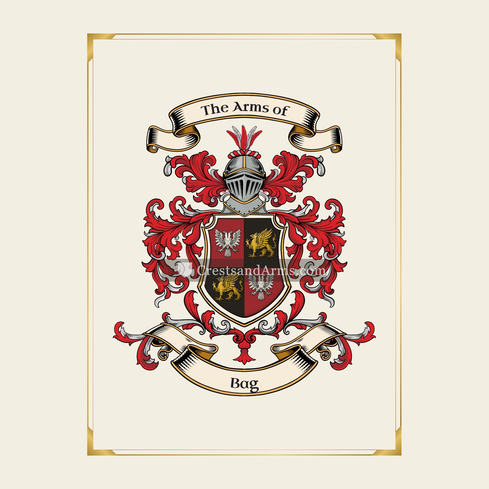 With gold border