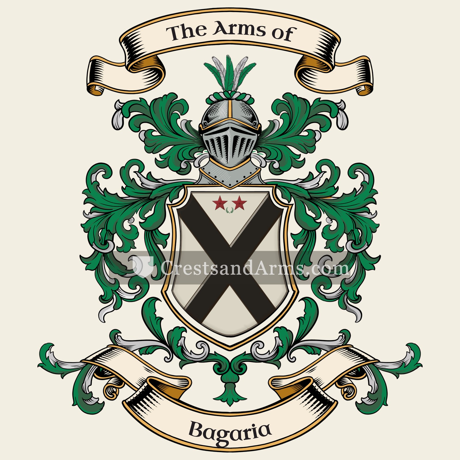 The Bagaria coat of arms, drawn from the recorded blazon