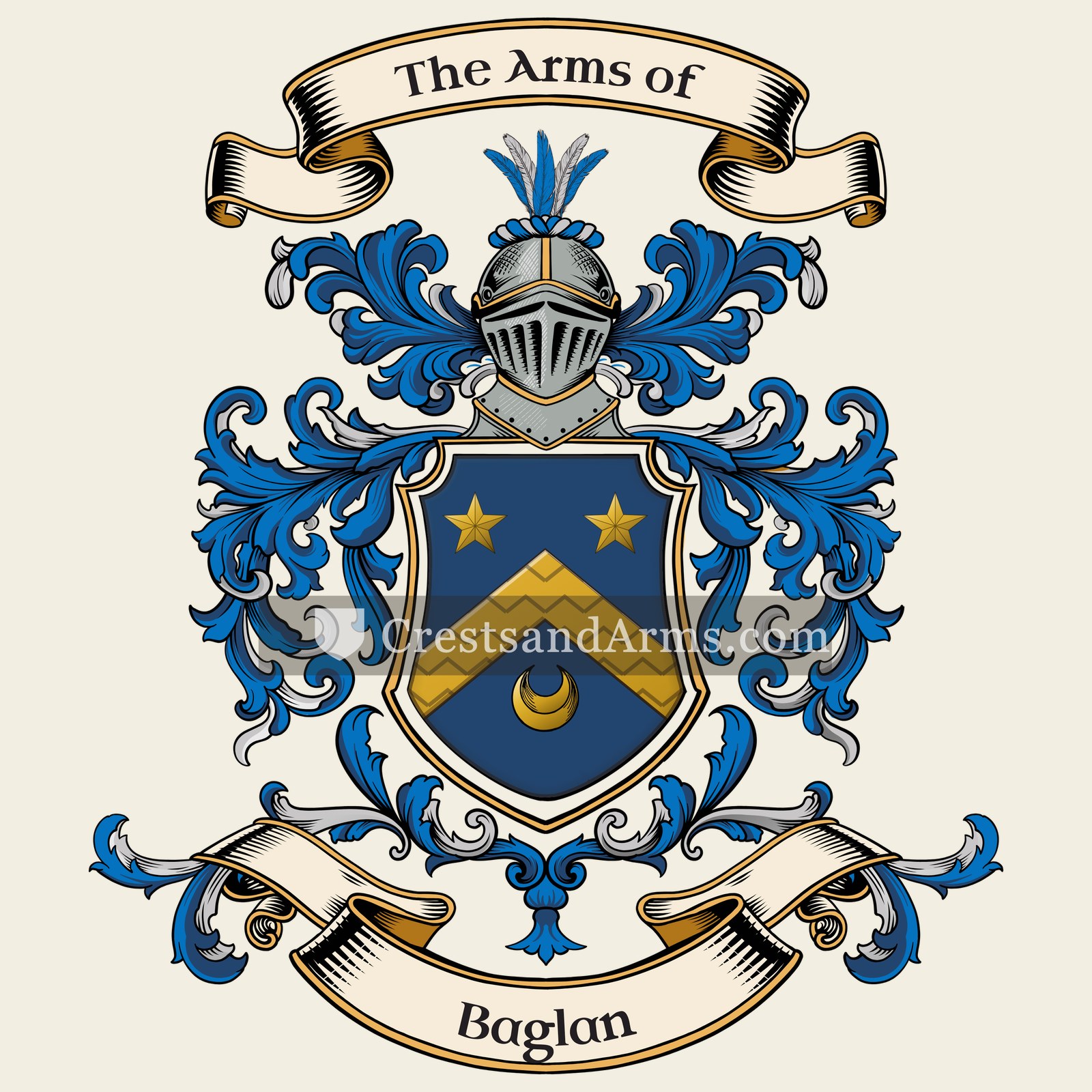 The Baglan coat of arms, drawn from the recorded blazon