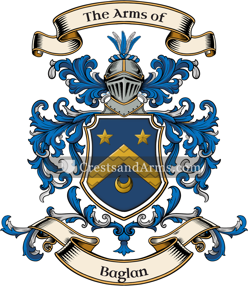 The Baglan coat of arms, drawn from the recorded blazon