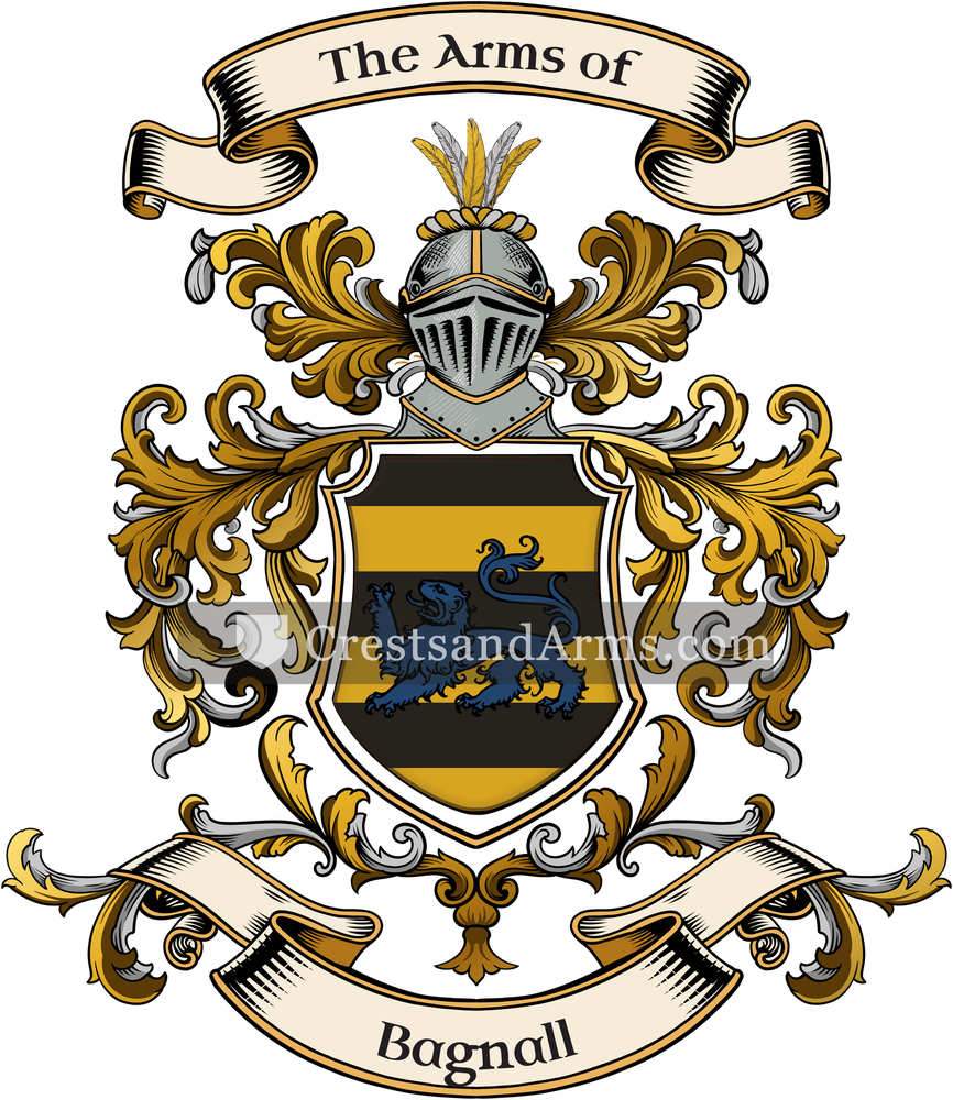 The Bagnall coat of arms, drawn from the recorded blazon