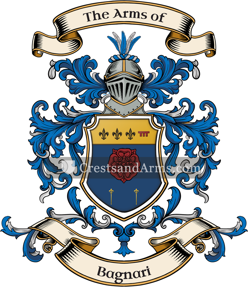 The Bagnari coat of arms, drawn from the recorded blazon
