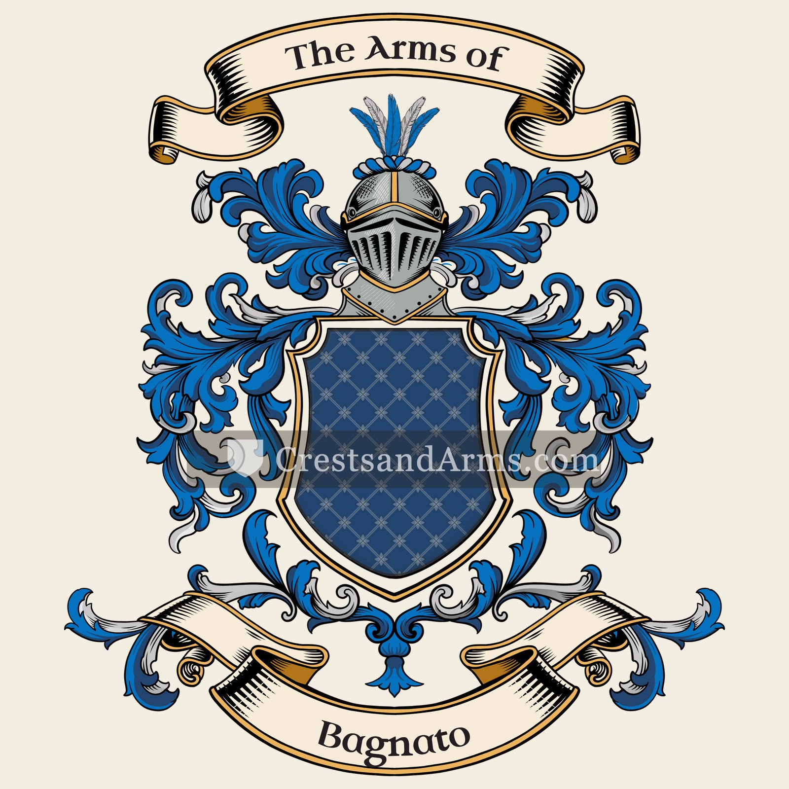 The Bagnato coat of arms, drawn from the recorded blazon