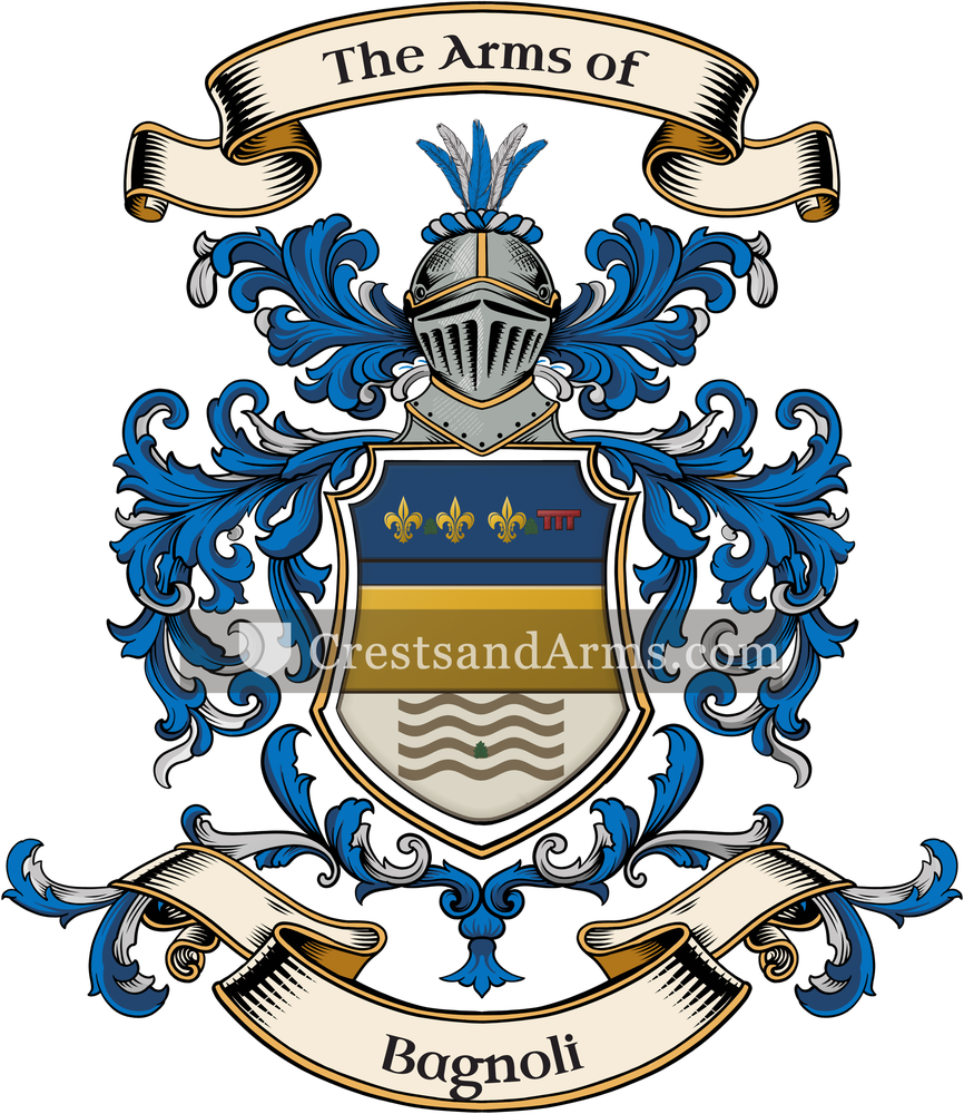 The Bagnoli coat of arms, drawn from the recorded blazon