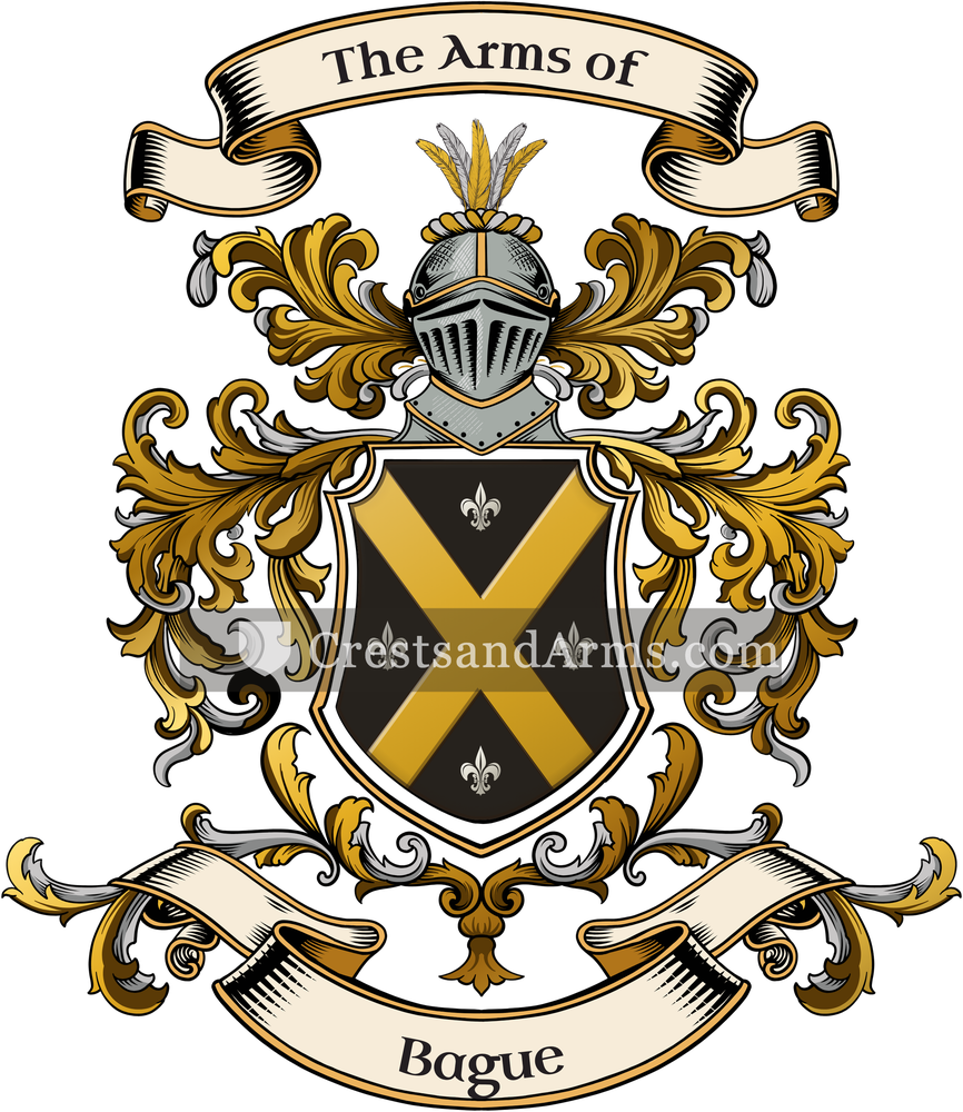 The Bague coat of arms, drawn from the recorded blazon