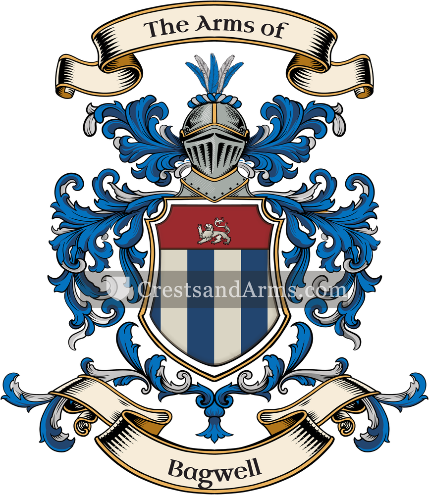 The Bagwell coat of arms, drawn from the recorded blazon