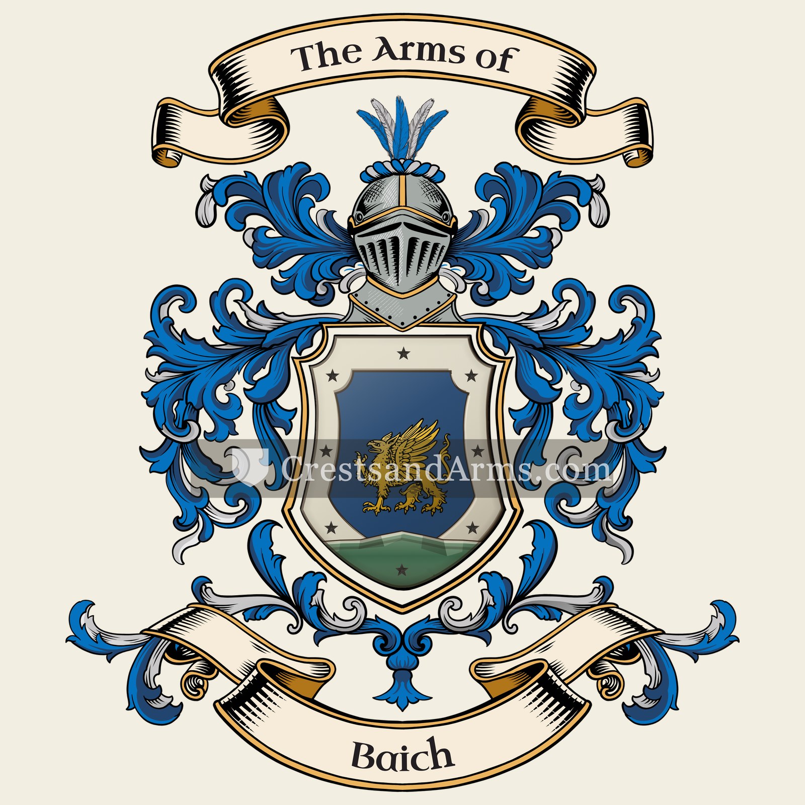 The Baich coat of arms, drawn from the recorded blazon