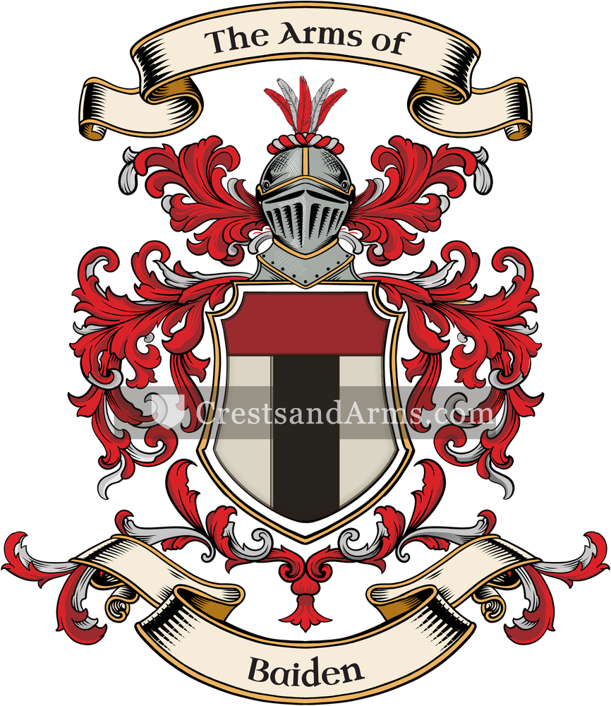 The Baiden coat of arms, drawn from the recorded blazon
