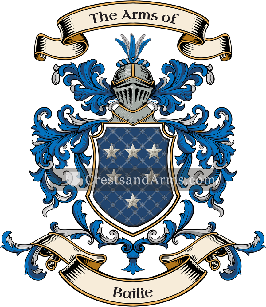 The Bailie coat of arms, drawn from the recorded blazon