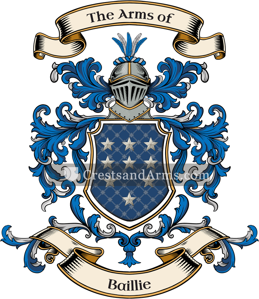 The Baillie coat of arms, drawn from the recorded blazon