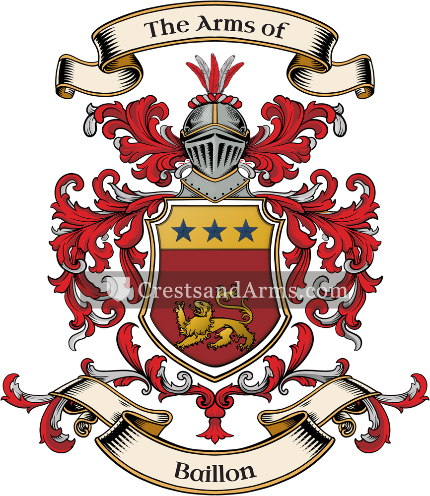 The Baillon coat of arms, drawn from the recorded blazon