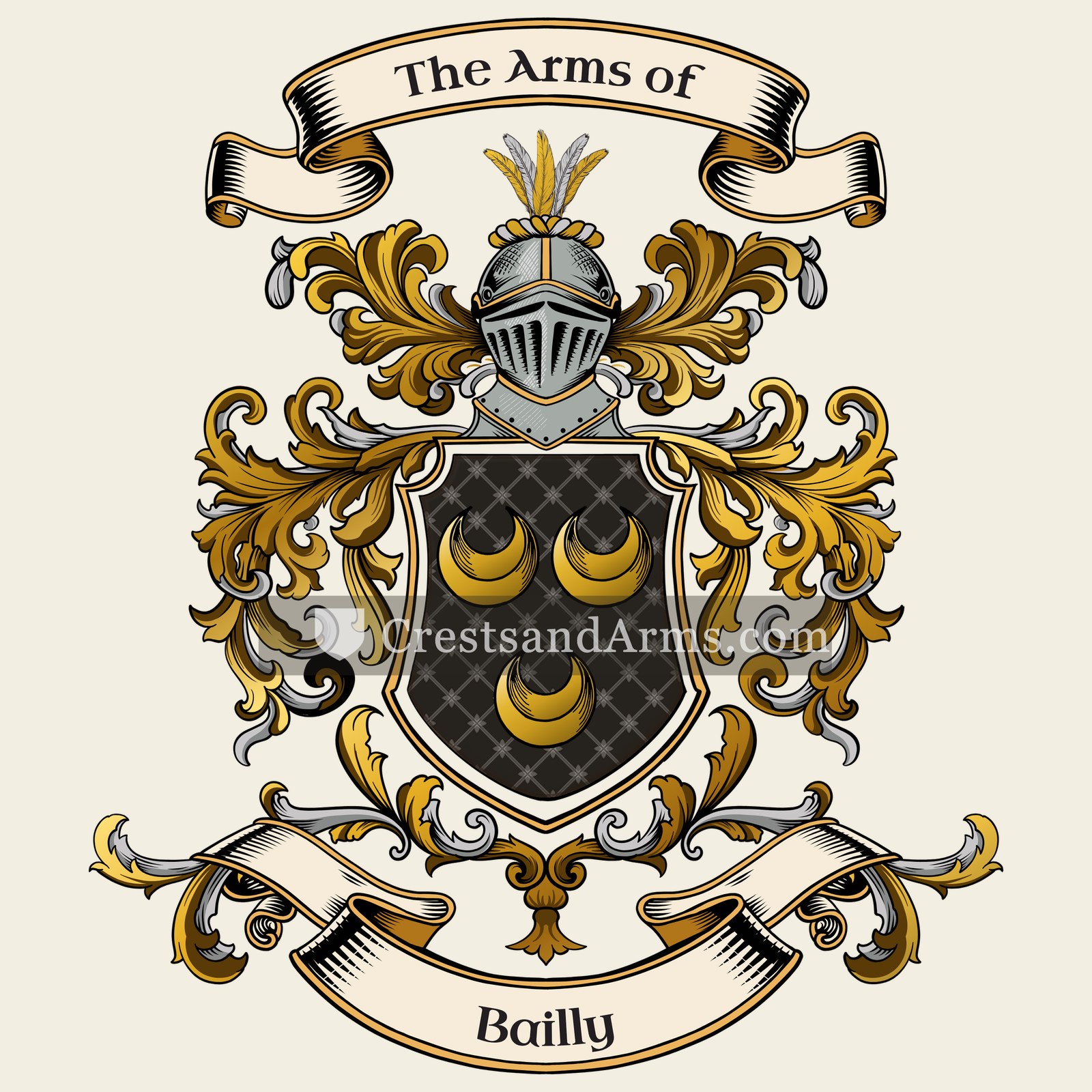 The Bailly coat of arms, drawn from the recorded blazon