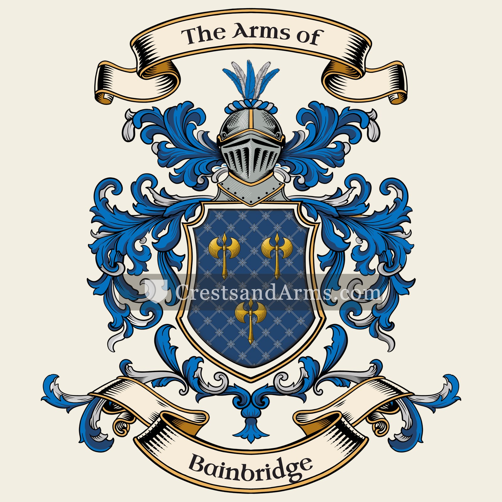 The Bainbridge coat of arms, drawn from the recorded blazon