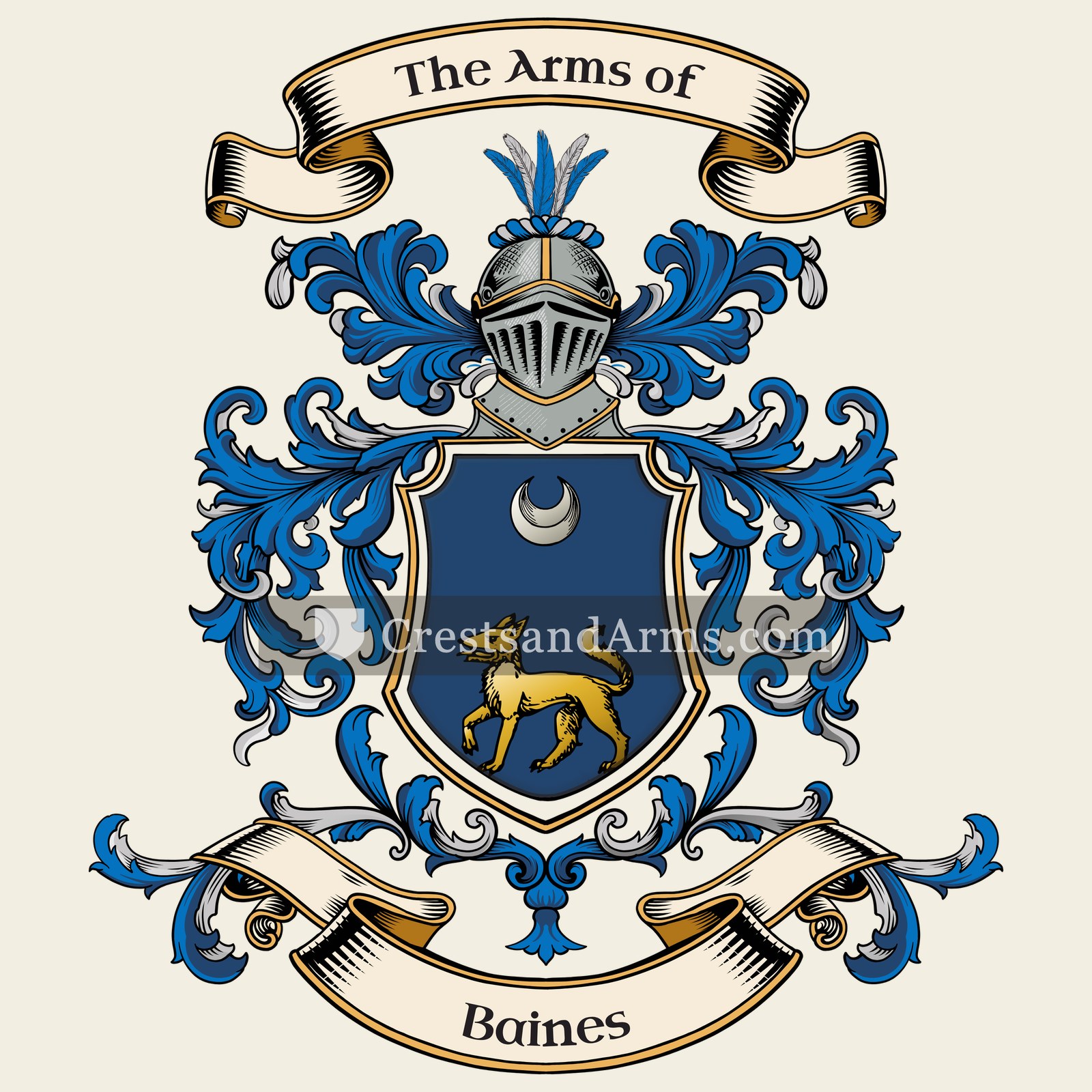 The Baines coat of arms, drawn from the recorded blazon