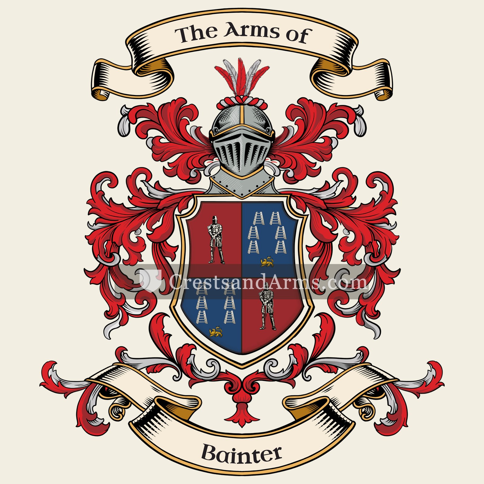 The Bainter coat of arms, drawn from the recorded blazon
