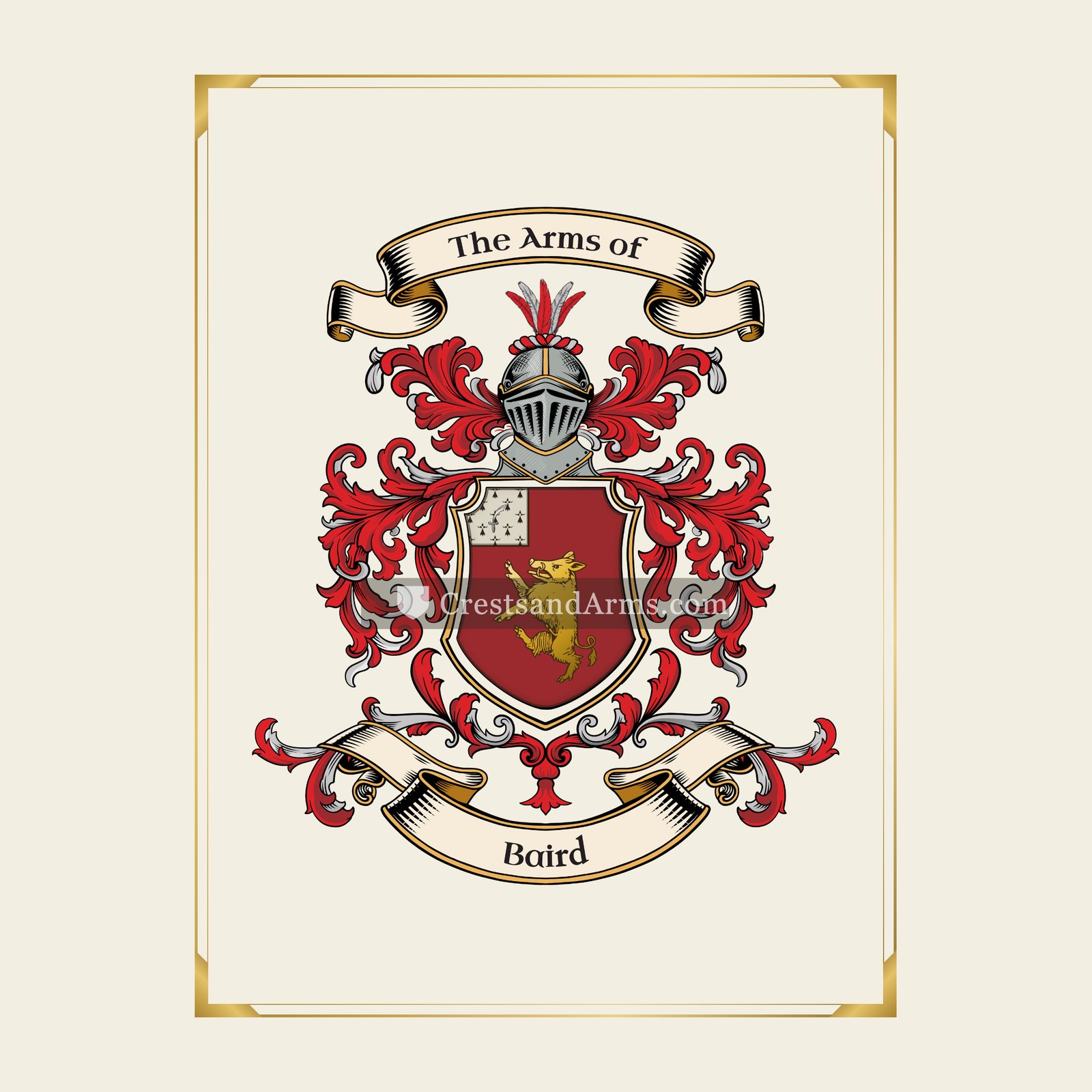 With gold border