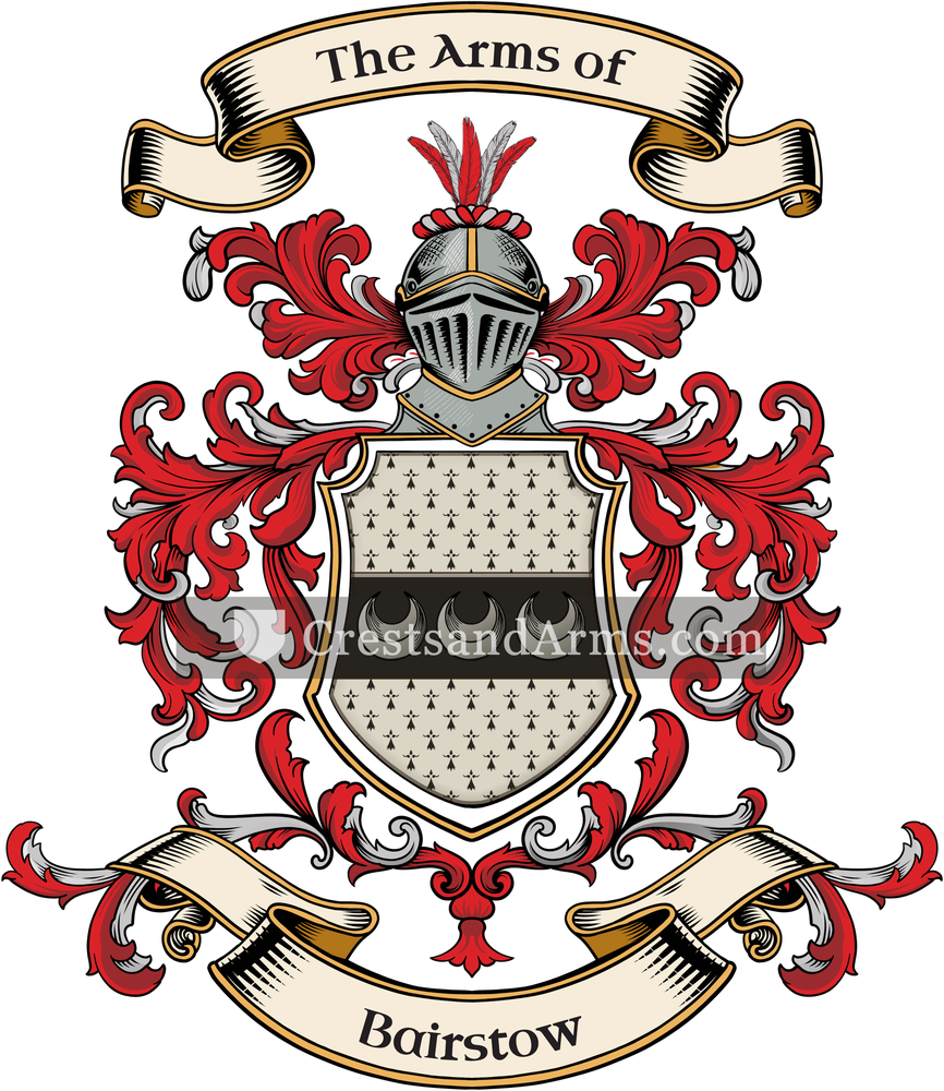 The Bairstow coat of arms, drawn from the recorded blazon