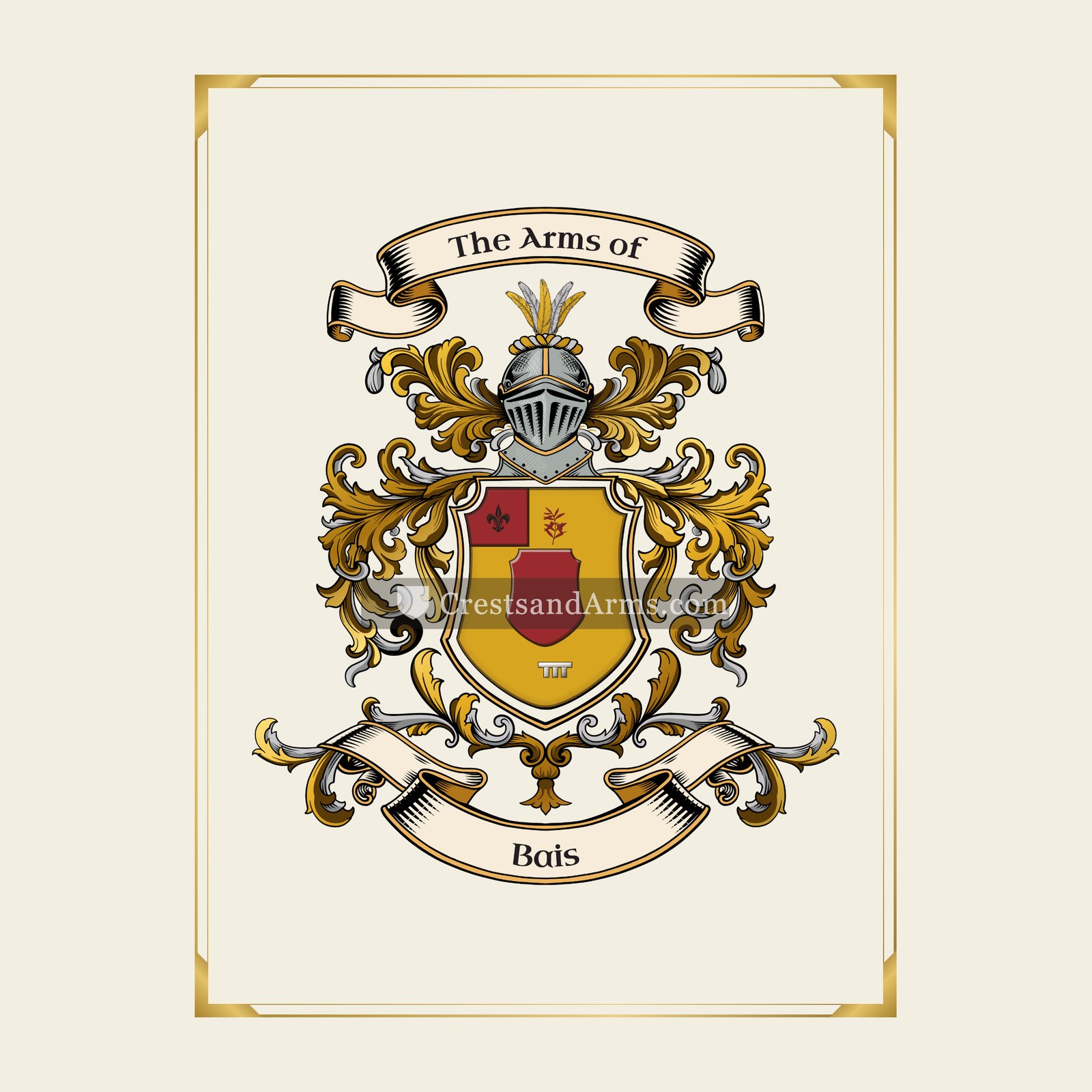 With gold border