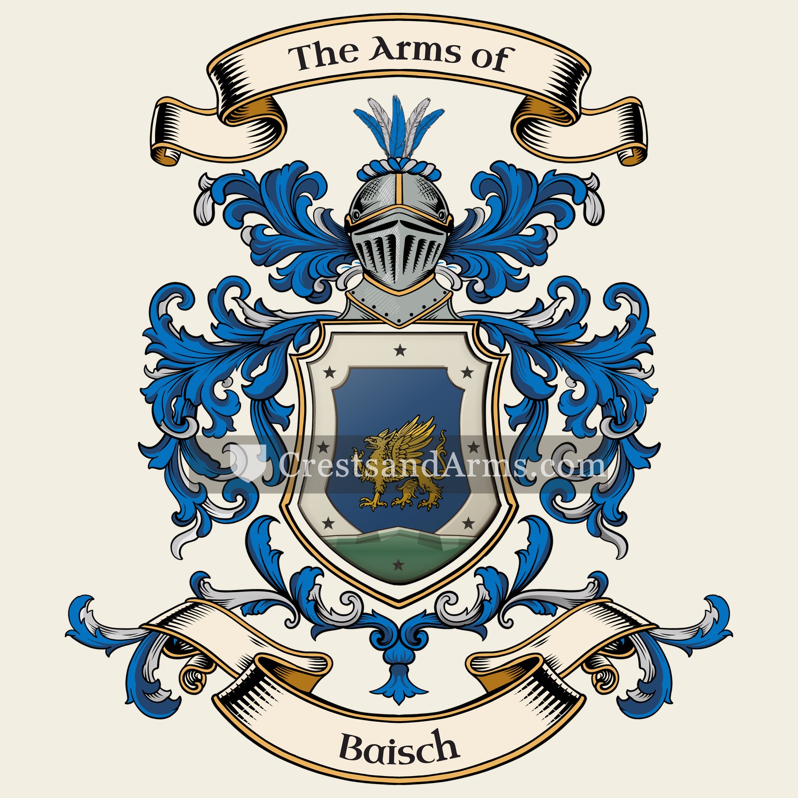 The Baisch coat of arms, drawn from the recorded blazon