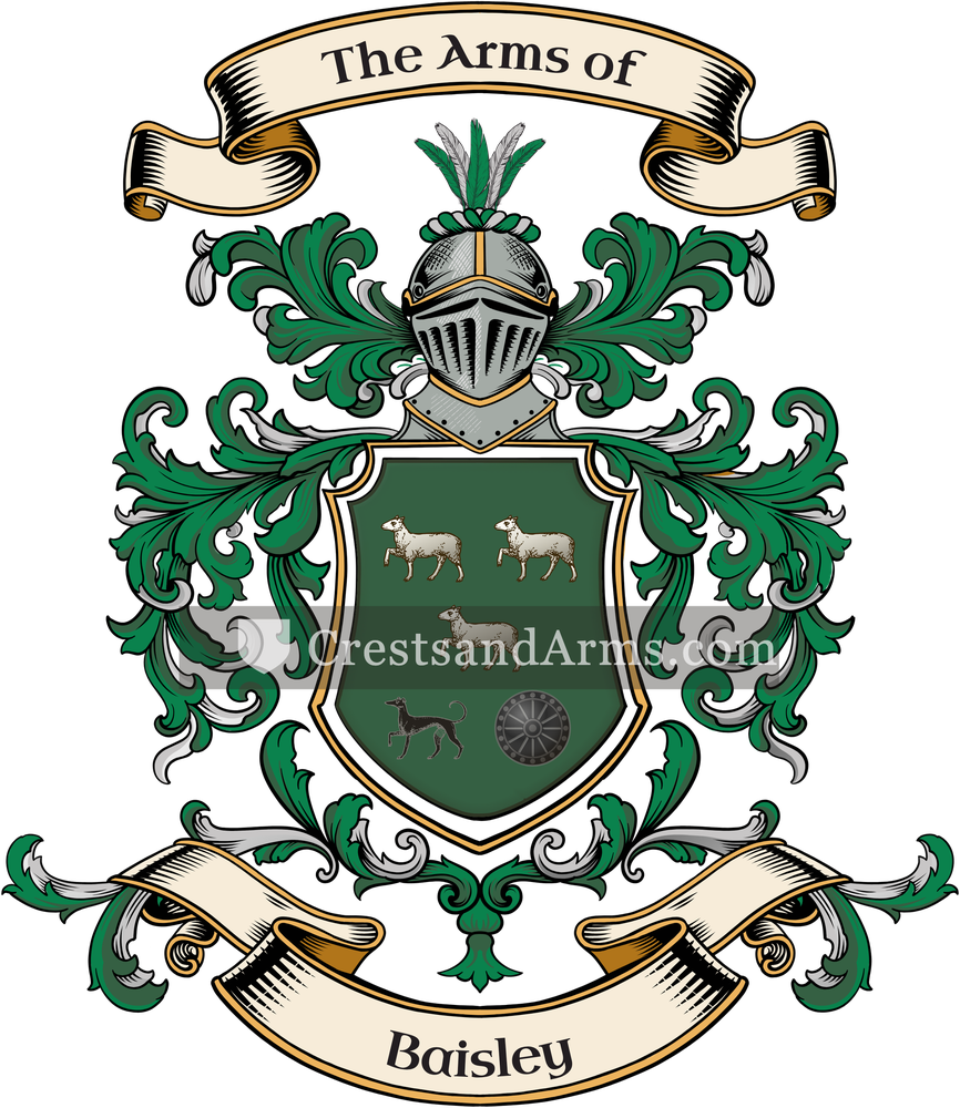The Baisley coat of arms, drawn from the recorded blazon