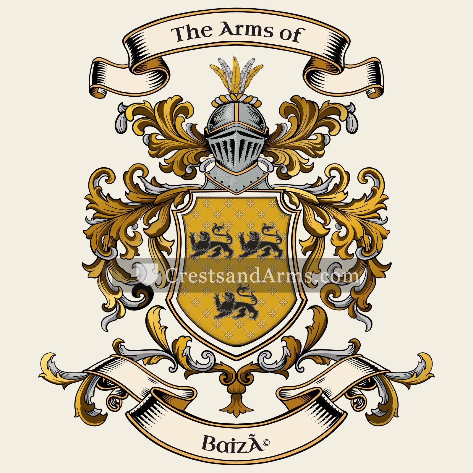 The Baizé coat of arms, drawn from the recorded blazon