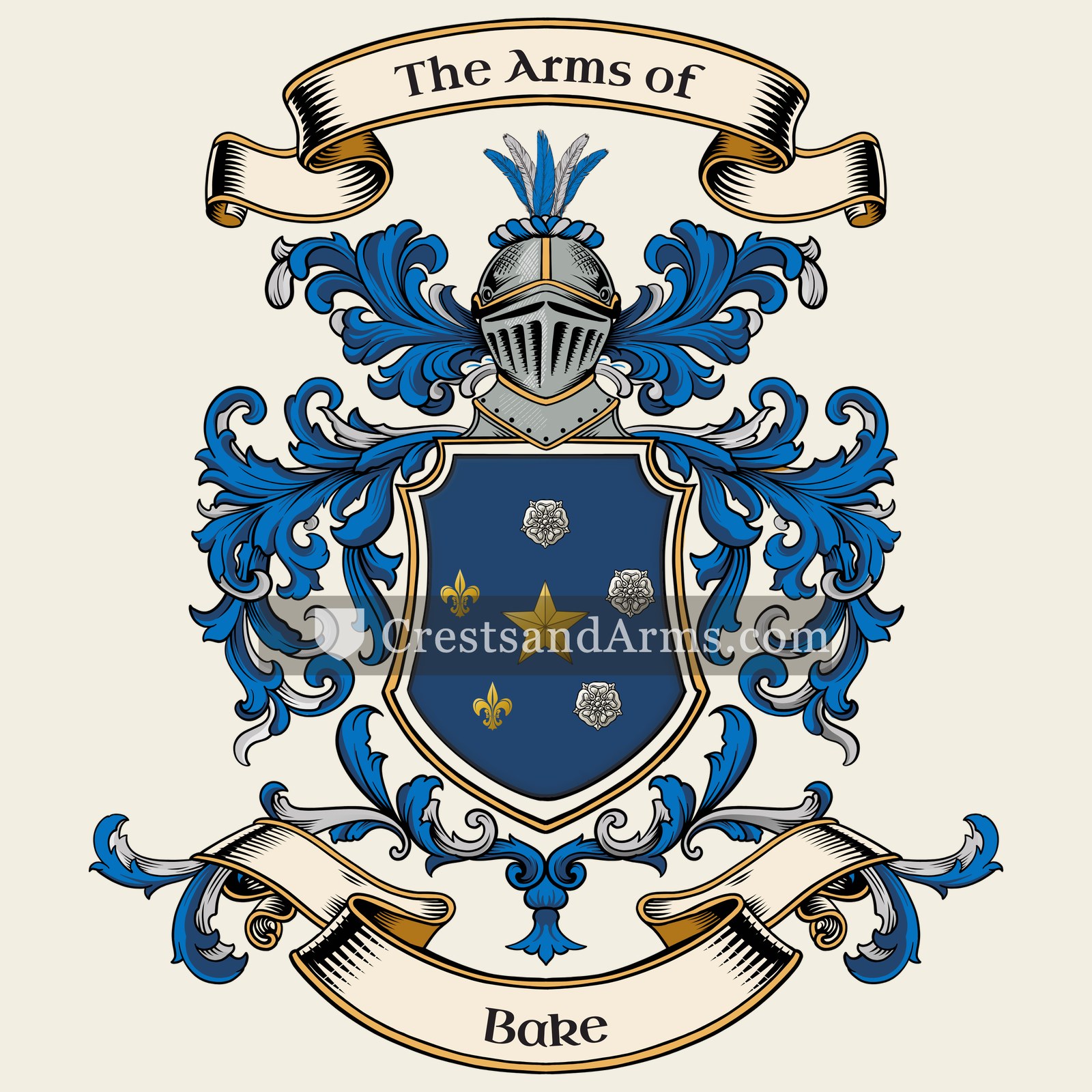 The Bake coat of arms, drawn from the recorded blazon