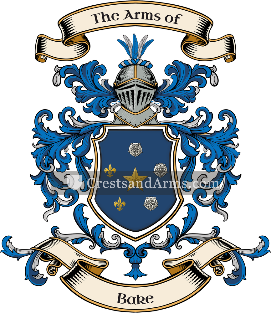 The Bake coat of arms, drawn from the recorded blazon