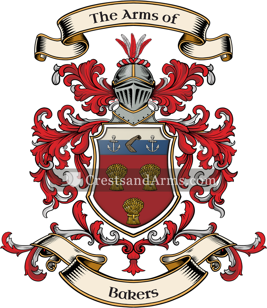 The Bakers coat of arms, drawn from the recorded blazon