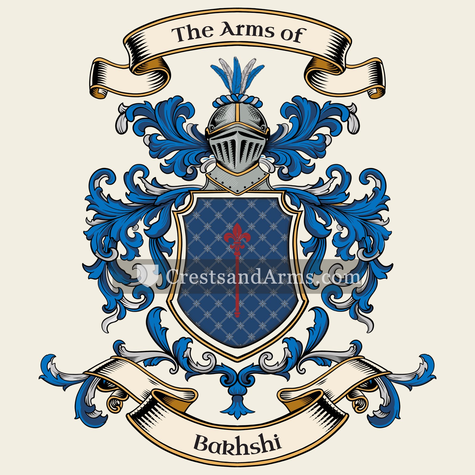 The Bakhshi coat of arms, drawn from the recorded blazon