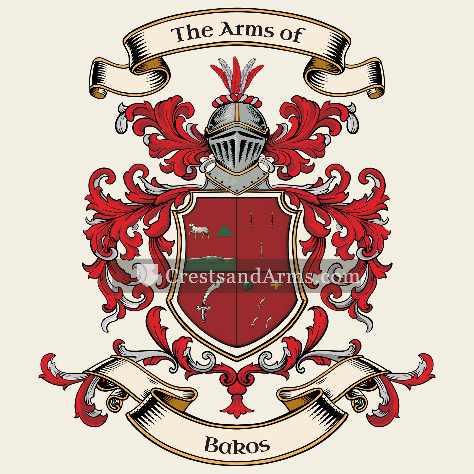 The Bakos coat of arms, drawn from the recorded blazon