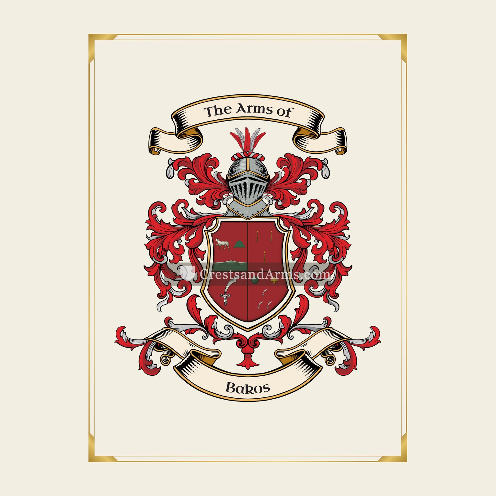 With gold border