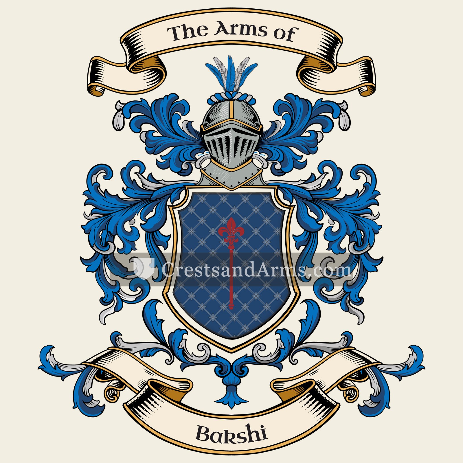 The Bakshi coat of arms, drawn from the recorded blazon