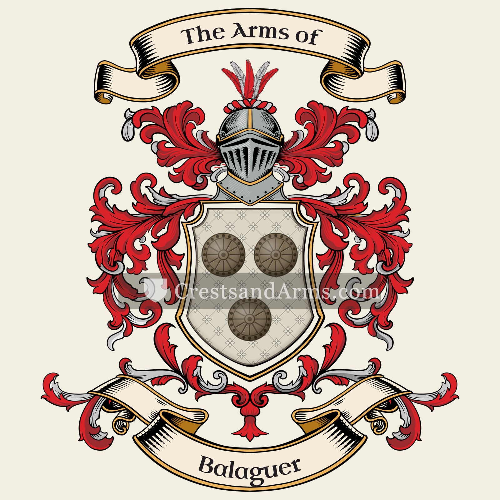The Balaguer coat of arms, drawn from the recorded blazon