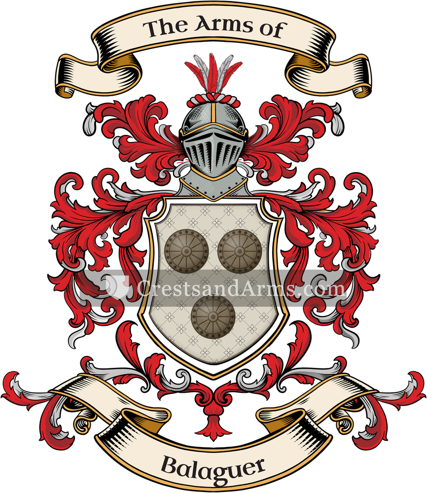 The Balaguer coat of arms, drawn from the recorded blazon