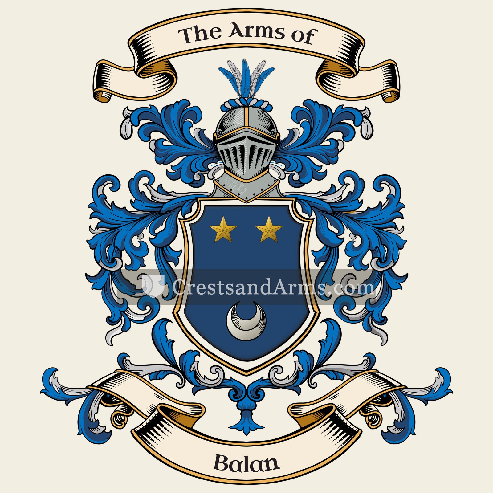 The Balan coat of arms, drawn from the recorded blazon