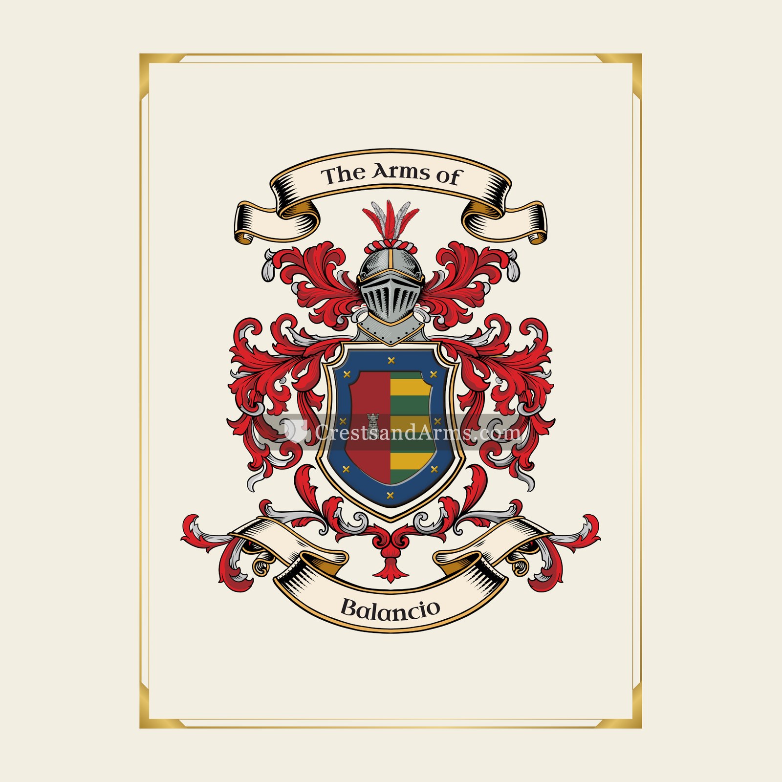 With gold border