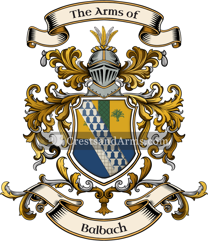 The Balbach coat of arms, drawn from the recorded blazon